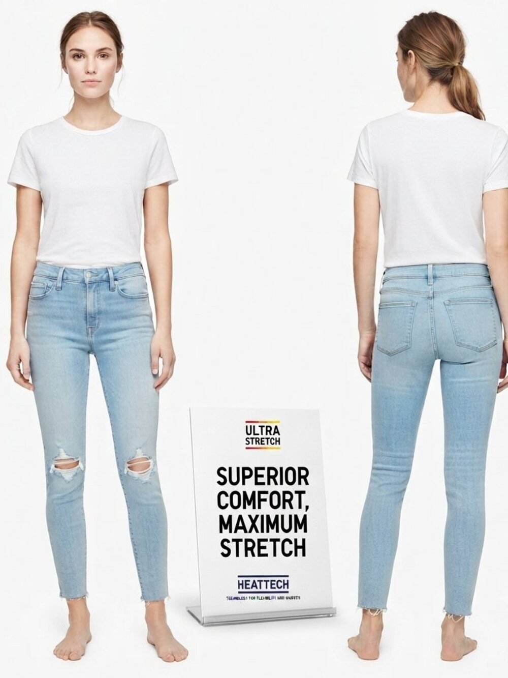Uniqlo Ultra Stretch Distressed Skinny Jeans Light Wash 28